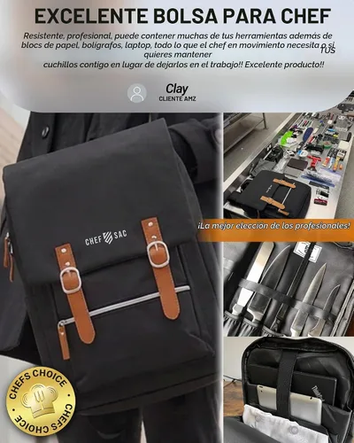 Vista 8 de Chef Sac Mochila vintage para cuchillos de chef, más de 30 bolsillos para cuchillos y herramientas de chef, funda de transporte de cuchillos