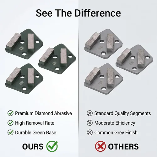 Vista 6 de Estink 3 piezas Trapezoidal de pulido de pisos de hormigón trapezoidal, grano 80 2 dientes largos, compatible con amoladoras de piso y amoladoras
