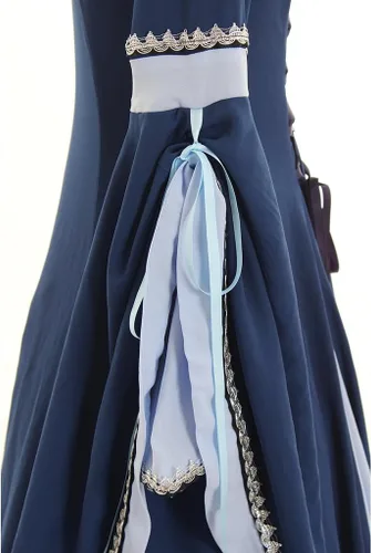 Vista 6 de CosplayDiy Vestido renacentista para mujer, disfraz medieval, vestidos victorianos, falda pirata, vestido de elfo de hadas renacentistas