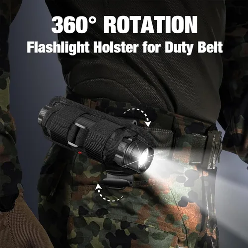 Vista 3 de ULTRAFIRE Linterna táctica con funda, linterna LED de 1000 lúmenes altos con soporte para cinturón, 3 modos brillantes de policía linternas
