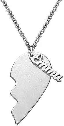 Vista 3 de MYKA - Collar personalizado de corazón roto - Joyería para parejas para novio, novia, ella, él, mujeres y hombres - Plata de ley 925, chapado en oro
