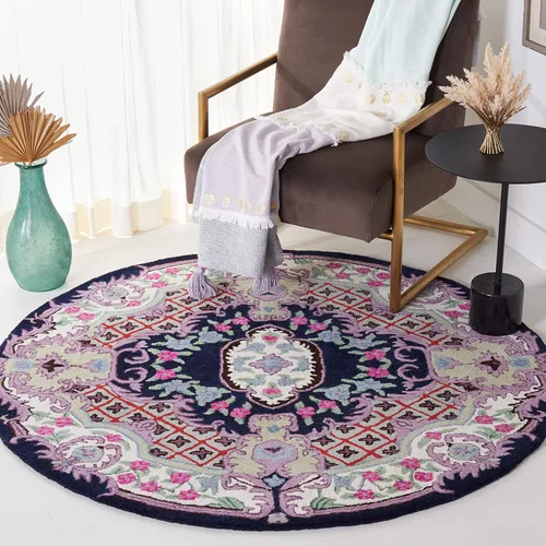 Vista 31 de SAFAVIEH Bellagio Collection - Alfombra decorativa de 2 x 3 pies, azul y rosa, hecha a mano de lana de medallón, ideal para zonas de alto tráfico
