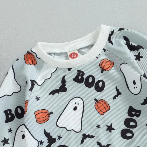 Vista 59 de Karwuiio Conjunto de disfraz de Halloween para bebé, sudadera de manga larga y pantalones para otoño