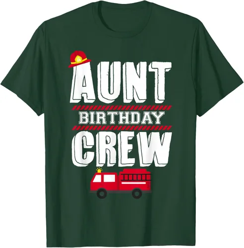 Vista 69 de Aunt Birthday Crew Fire Truck Fireman - Camiseta para fiesta de acogida, Negro, S