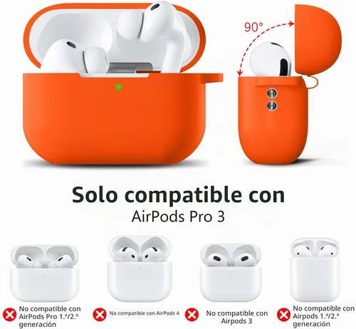 Vista 2 de Lerobo Funda protectora completa de silicona suave para AirPods Pro 3 Naranja