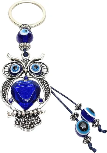 Vista 9 de LUCKBOOSTIUM Evil Eye Animal Keychain & Protection, Evil Eye Car Hanging Ornament, Rear View Mirror Accessories, Home Decor Azul