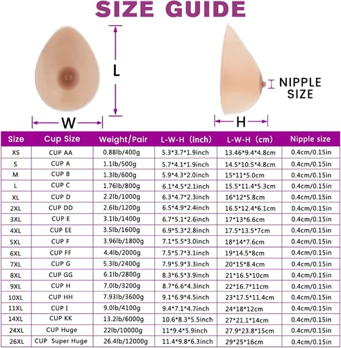 Vista 6 de Vollence One Pair Silicone Breast Forms Fake Boobs Crossdresser Prosthesis Mastectomy