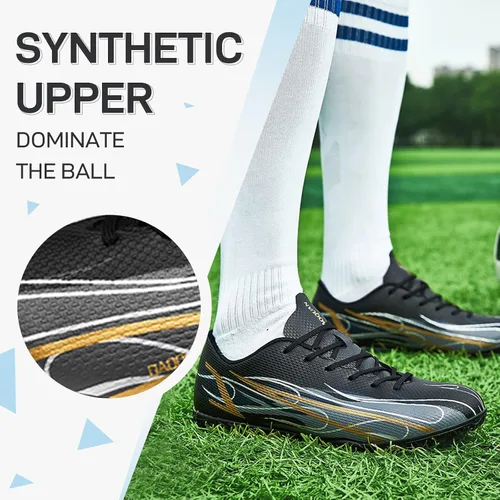 Vista 5 de Zapatos de fútbol para hombre, botas de fútbol atléticas, transpirables, con pinchos, antideslizantes, para entrenamiento en interiores