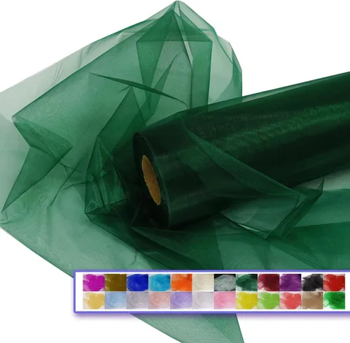 Vista 23 de Rollos de tela de tul de organza, organza cristal de 12" por 50 yardas (150 pies), carrete de malla de nailon transparente sedoso y brillante