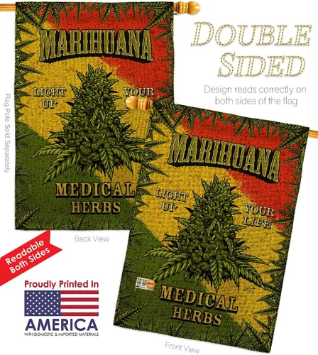 Vista 3 de Marihuana Burlap House Flags 2 pcs Pack Novelty Trendy Popular New Trend Interesting Exciting Small Decorative Gift Yard Banner Double-Sided Made In