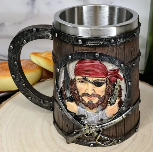 Vista 7 de Ebros Gift Pirates of Caribbean Seas Bandana Pirata Capitán Gorrión y Gancho de 2 lados Grande de 20 oz jarra de café Taza de cerveza Taza Taza