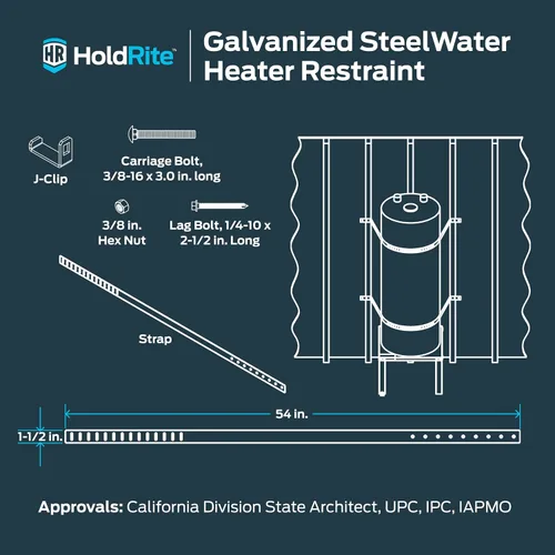Vista 6 de HoldRite QuickStrap para calentador de agua de 120 galones, acero galvanizado, QS-120