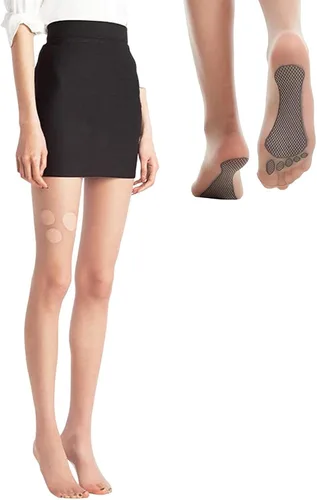 Vista 5 de Xuyuan Medias negras sexys, medias negras sin rastro, medias invisibles súper sexys para pies de seda para cintura alta ultra brillante