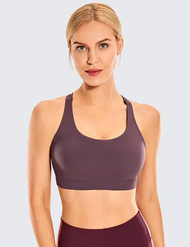 Vista 2 de CRZ YOGA Brasier deportivo con tirantes delgados para mujer, para fitness o ejercicio físico, brasier con relleno y espalda cruzada para yoga