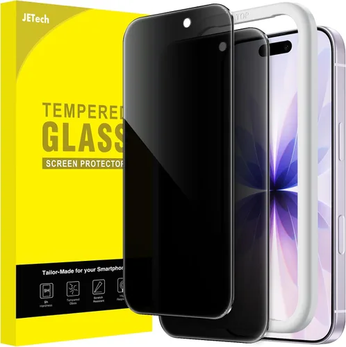 Vista 20 de JETech Protector de pantalla de privacidad para iPhone 15 de 6.1 pulgadas, película de vidrio templado anti espía con herramienta de fácil