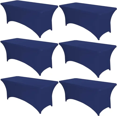 Vista 11 de PTC21B - Juego de 6 manteles elásticos de 6 pies, color negro, rectangular, ajustable, lavable, de elastano, para fiestas, bodas, cócteles