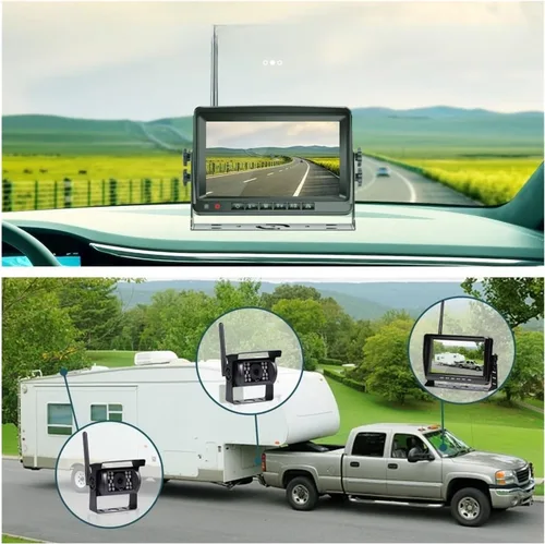 Vista 4 de Monitor de coche inalámbrico AHD de 7 pulgadas con cámara de visión trasera del vehículo compatible con cámara de respaldo de camión autobús