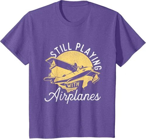 Vista 55 de Still Playing With Airplanes - Camiseta de control remoto RC Avión Piloto, Negro