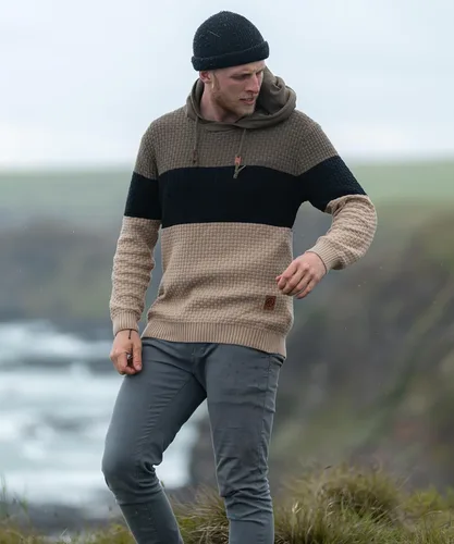 Vista 2 de Zaitun Sudadera con capucha para hombre, de manga larga, de punto sólido, suéter con capucha