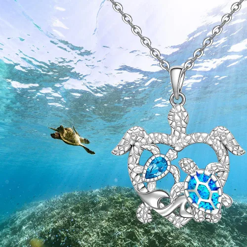 Vista 8 de Hummingbird Cat Turtle Necklace for Women Celtic Pentagram Pentacle Necklace Pendant 925 Sterling Silver Halloween