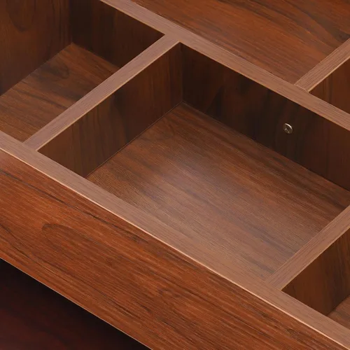 Vista 6 de Escritorio de tocador 3 en 1 con espejo, tocador compacto de 15.8 pulgadas con tapa abatible, mesa de maquillaje de nogal negro con taburete