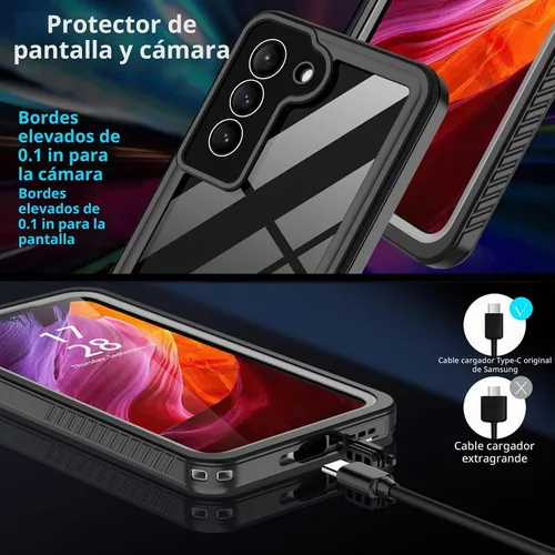 Vista 4 de Funda impermeable para Samsung Galaxy S22+Plus, S22+Plus, con protector de pantalla integrado, cuerpo completo, a prueba de golpes, resistente a