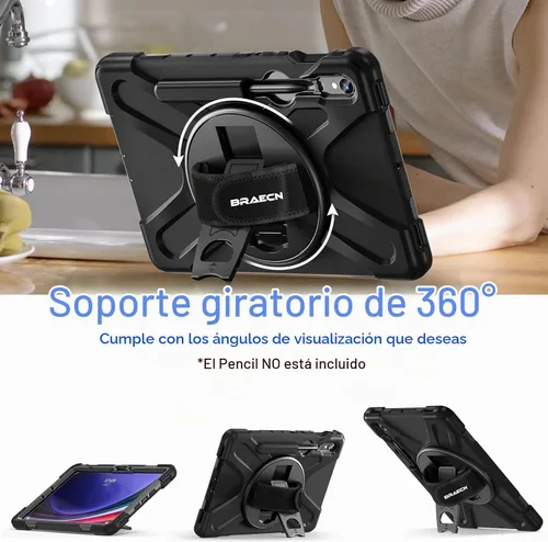 Vista 5 de Funda para Samsung Galaxy Tab S10 Lite/S10 FE/S9 FE 10.9" y S9/S8/S7 11" A01-negro