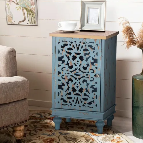 Vista 6 de PHI VILLA Gabinete de Almacenamiento Decorativo Pequeño con Puerta Individual - Mesa de Noche Decorativa para Sala de Estar Dormitorio, Mesa Lateral