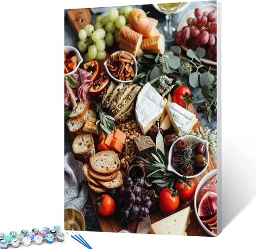 Vista 20 de Variedad de especias y hierbas, kits de pintura por números con pinceles, condimentos de cocina, pintura al óleo acrílica para adultos y niños