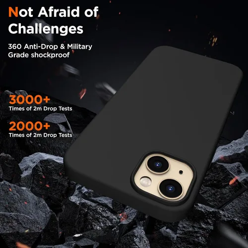 Vista 6 de Funda de silicona diseñada para iPhone 14 Plus, con 2 protectores de pantalla, funda protectora de cuerpo completo a prueba de golpes, funda delgada