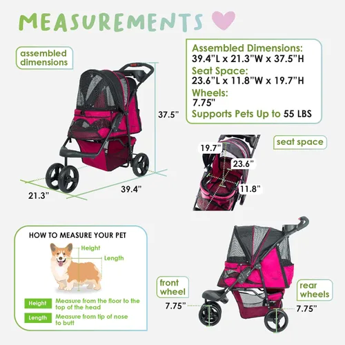 Vista 4 de Petique Razzberry - Cochecito para mascotas, Razzberry, talla única (ST01100103)