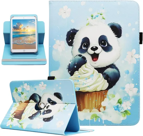 Vista 18 de Funda universal para tablet Android de 10 y 10.1 pulgadas, Dluggs de piel sintética con rotación de 360 grados, soporte multiángulo