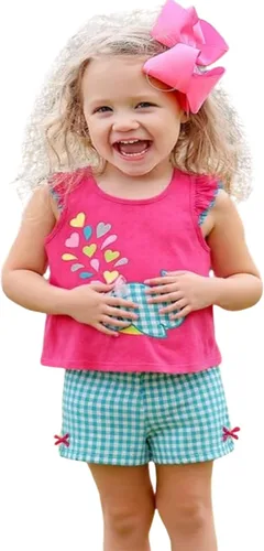 Vista 2 de Conjunto de camiseta sin mangas y shorts para niñas, ropa para verano, set de 2 piezas, 2 a 7 años