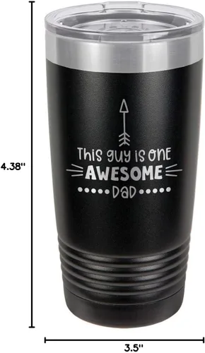 Vista 7 de This Guy Is One Awesome Dad Black Vaso de bebida de 20 oz con pajita Taza de viaje grabada con láser Comparar con Yeti Rambler Idea de regalo