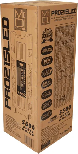 Vista 5 de MR DJ PRO215LED Profesional Dual 2x15 5500W PA DJ Altavoz alimentado por Bluetooth