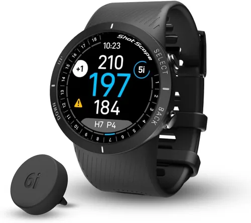Vista 2 de Shot Scope V5 Reloj GPS, seguimiento de disparos, 36k+ cursos precargados, mapas de curso completo, sin suscripción (negro)