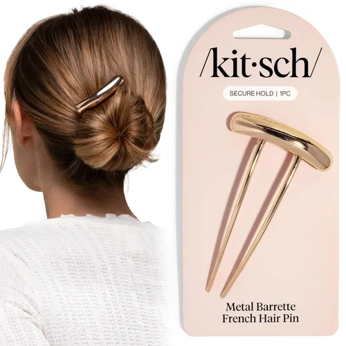Vista 12 de Kitsch Horquilla francesa para mujer, accesorios para el cabello dorado con Concha de almeja