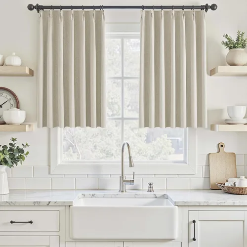 Vista 28 de UHITECH Cortinas plisadas pequeñas de 35 pulgadas de largo, cortinas opacas cortas para ventanas de sótano, aislamiento térmico, cortinas opacas