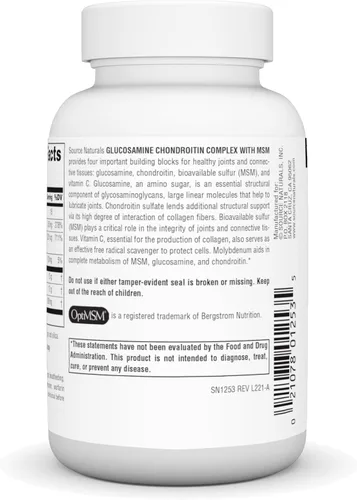 Vista 3 de Source Naturals Complejo de glucosamina condroitina con MSM, 60 tabletas