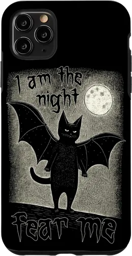 Vista 11 de Funda para iPhone 15 I Am The Night Fear Me Cute Black Cat Bat Punk Goth Grunge