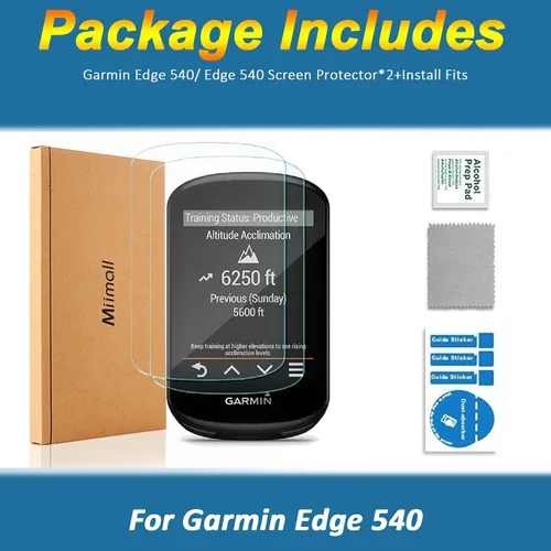 Vista 6 de Miimall [Paquete de 2] Protector de pantalla compatible con Garmin Edge 540, antihuellas, resistente a los arañazos, dureza 2.5D 9H, vidrio templado