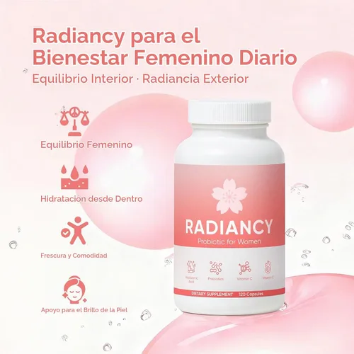 Vista 3 de Radiancy Probiótico para Mujeres Salud Vaginal - Sequedad Vaginal y Equilibrio de pH con Cepas de Lactobacillus, Extracto de Flor de Cerezo, Ácido