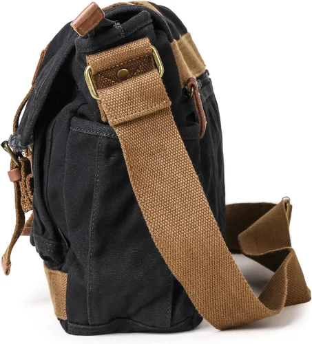Vista 4 de GOOTIUM Canvas Messenger Bag - Vintage Shoulder Bag Frayed Style Boho Purse