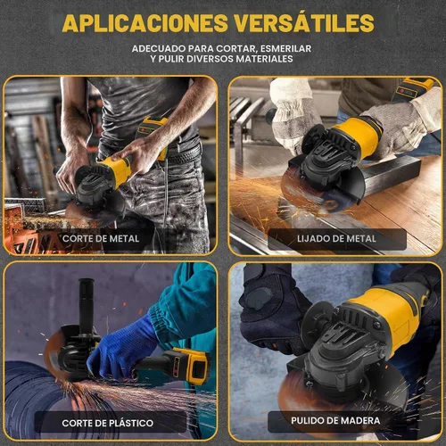 Vista 7 de Amoladora angular inalámbrica de 4-1/2 pulgadas para batería De-Walt 20V Max, motor sin escobillas de 8500 RPM con control de 3 velocidades, ideal