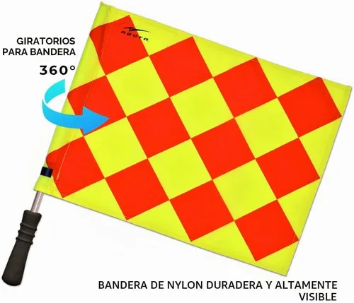 Vista 3 de AGORA Pro Line Duo Premium - Banderas giratorias de árbitro de fútbol con funda, color rojo y amarillo