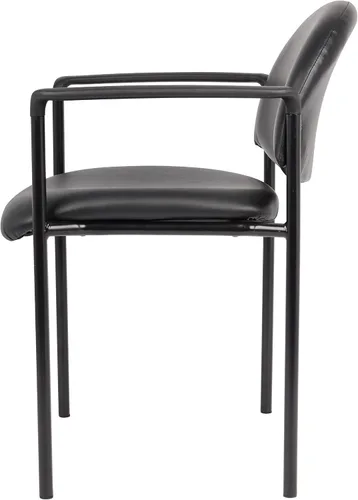 Vista 7 de Boss Office Products Dimond Caressoft - Silla apilable con brazos en negro, 250 libras (B9501-CS)