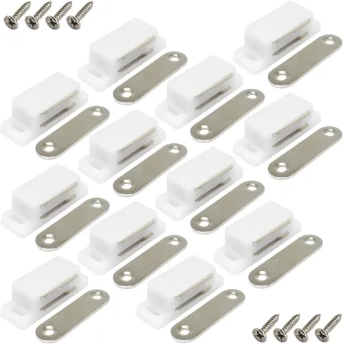 Vista 8 de Paquete de 12 cierres magnéticos de plástico para puerta con tornillos para cocina, baño, armario, armario, armario, puerta, cajón, 15 libras (negro)