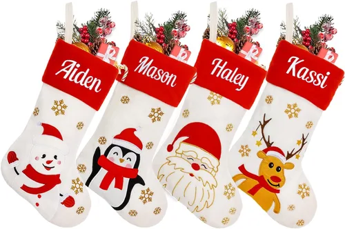 Vista 11 de Calcetines personalizados para mascotas Ulico, calcetines de Navidad personalizados para perros y gatos, calcetines de Navidad grandes bordados