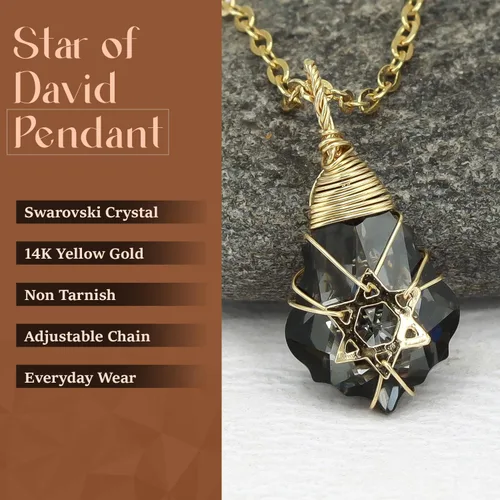Vista 28 de Collar de estrella de David para mujeres y hombres, collar de estrella judía relleno de oro de 14 quilates, collar de Israel