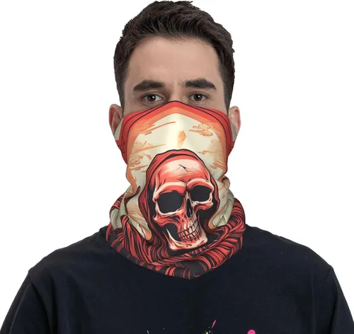 Vista 2 de CASGTNZ skull angel grim reaper Death red Neck Gaiter Face Cover Balaclava Gaiter Mask for Men Women Bandana for Motorcycle Cycling Riding Skiing